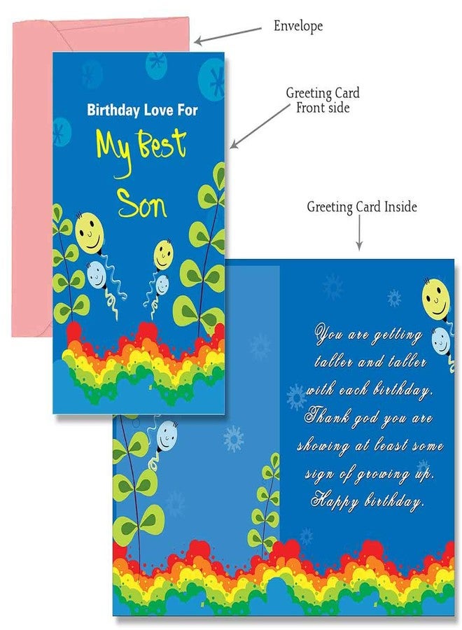 Alwaysgift to My Son on Your Happy Birthday Greeting Card and Golden Paper Rose Hamper - Multicolor (Design-1) - Image 3